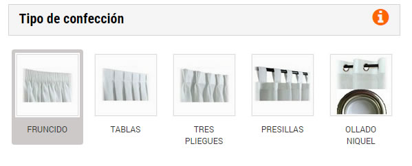 Opciones de confección para cortinas a medida
